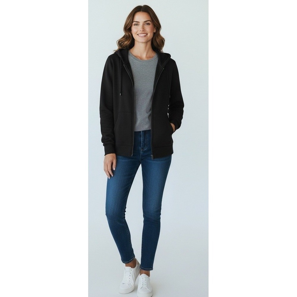 Athleta Altitude Triumph Hoodie Black Full Zip Fleece Sweatshirt Thumbholes M